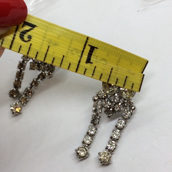 VINTAGE RHINESTONES SCREW BACK EARRINGS DANGLE STATEMENT - Picture 13 of 16